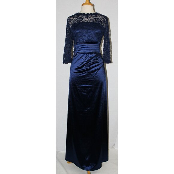 Miusol 3312 Satin & Lace Mother of Bride or Groom Gown-Size XL-NAVY BLUE- NEW - Picture 3 of 8